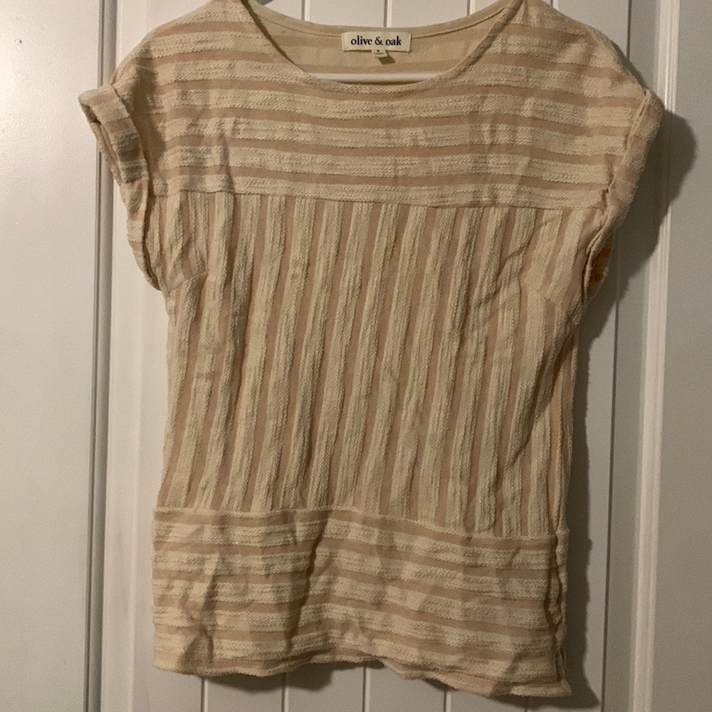 Olive & Oak - size small pink and cream stripped cap sleeve T.